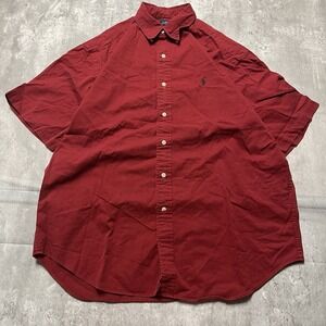Ralph Lauren Polo Shirt Mens Large Red Blaire Button Down Short Sleeve Cotton